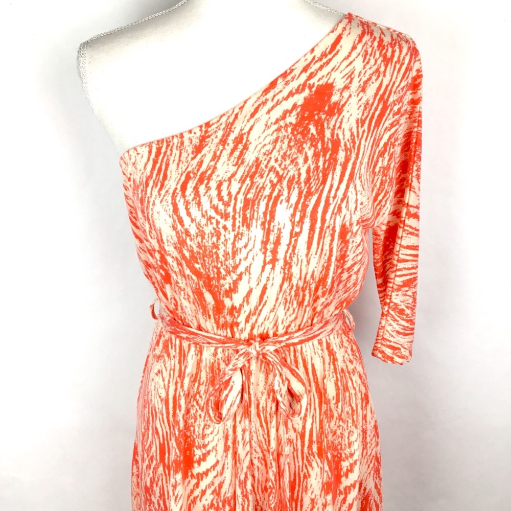 Francesca’s Women’s Orange one shoulder Dress Sz S - Picture 2 of 6